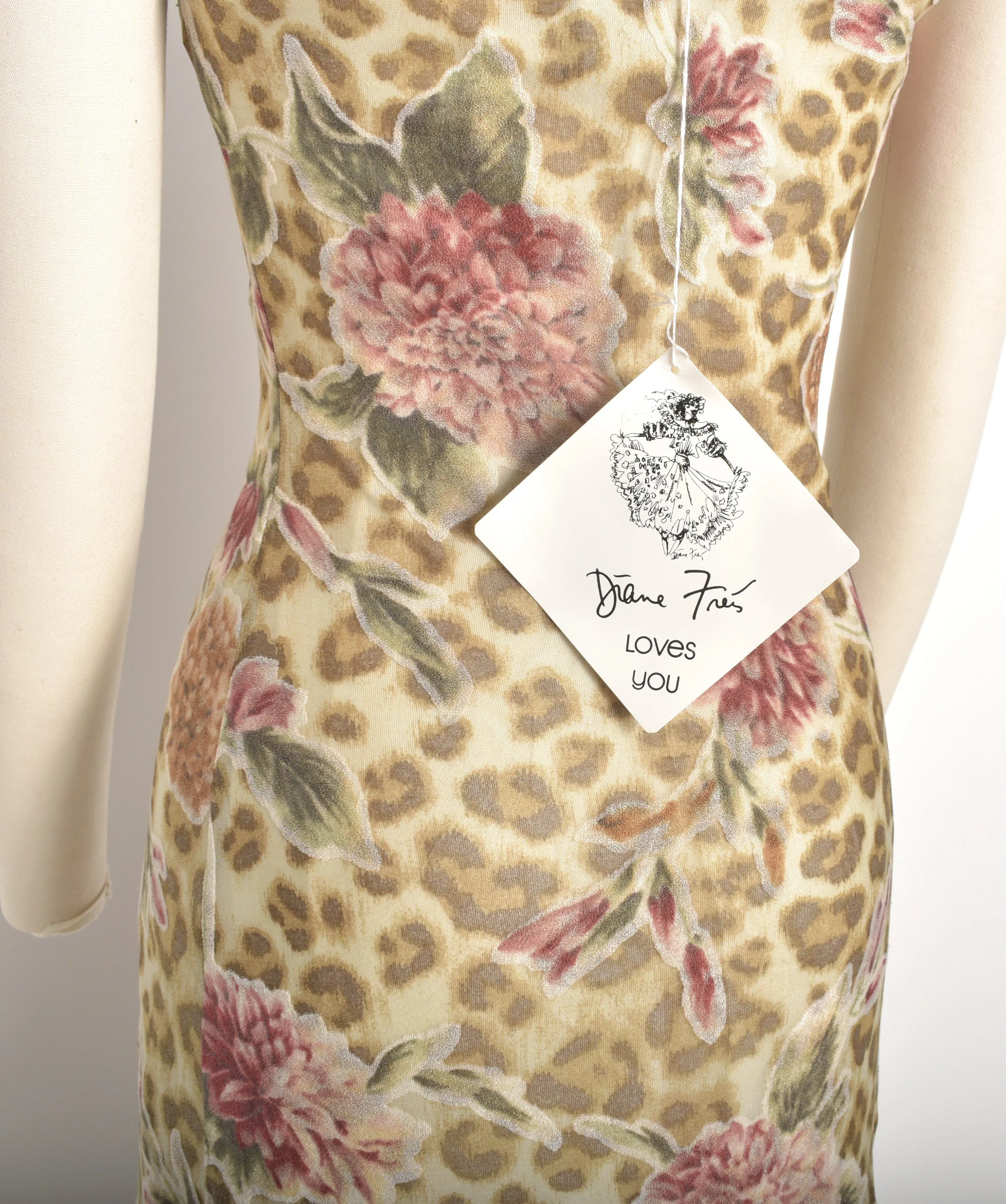 90s Diane Freis Floral Cheetah Dress-XS/S — La Poubelle Vintage